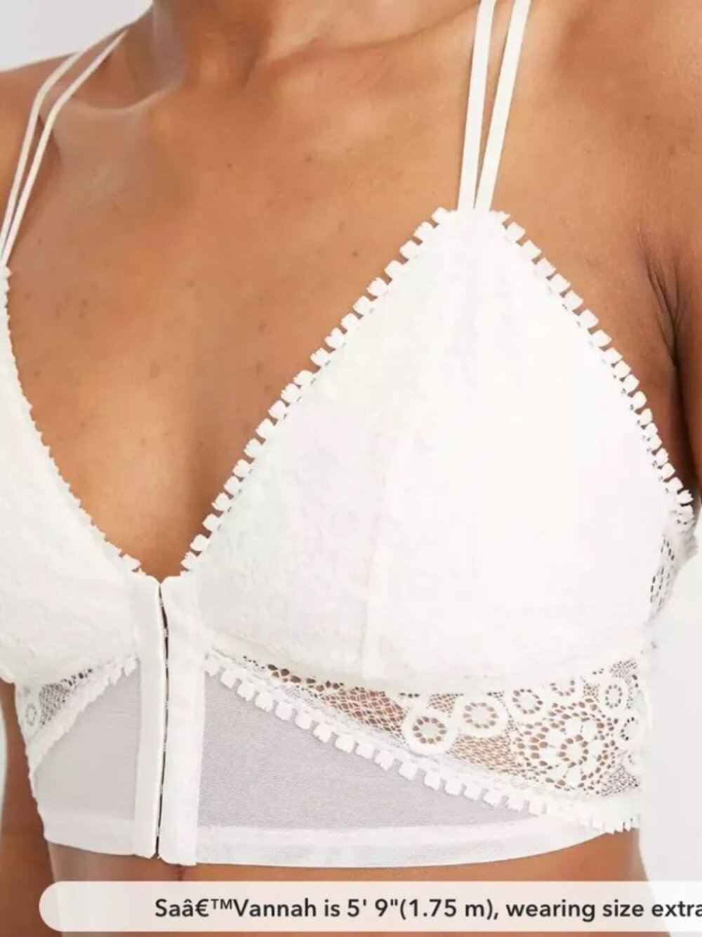 Aerie Joy Lace Padded Longline Bralette Sz L Ivory Adjustable Straps